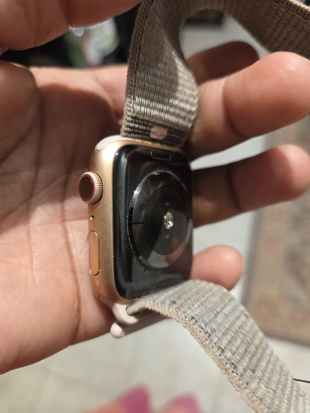 Apple Smartwatch with Beige Nylon Band